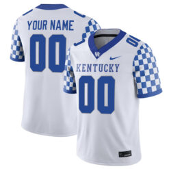 Custom Kentucky Wildcats Football White Away Stitched Jersey