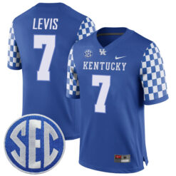 Will Levis Kentucky Wildcats Football Checkerboard Royal Stitched Jersey w/ SEC Patch