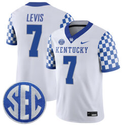 Will Levis Kentucky Wildcats Football Checkerboard White Stitched Jersey w/ SEC Patch