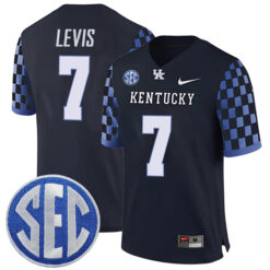 Will Levis Kentucky Wildcats Football Checkerboard Black Stitched Jersey w/ SEC Patch