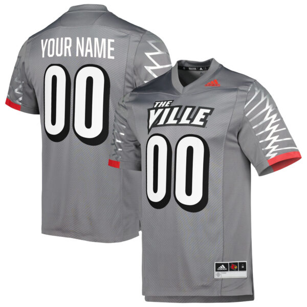 Custom Louisville Cardinals Football Charcoal Premier Strategy Stitched Jersey