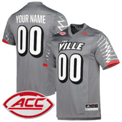 Custom Louisville Cardinals Football Charcoal Premier Strategy Stitched Jersey w/ ACC Patch