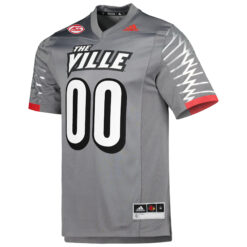 Alternative view of Custom Louisville Cardinals Football Charcoal Premier Strategy Stitched Jersey w/ ACC Patch
