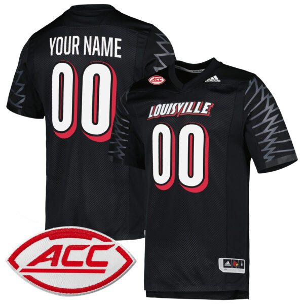 Custom Louisville Cardinals Football Black Premier Strategy Stitched Jersey w/ ACC Patch