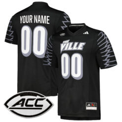 Custom Louisville Cardinals Football Black Premier Strategy Game Stitched Jersey w/ ACC Patch
