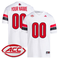 Custom Louisville Cardinals Football White Premier Stitched Jersey w/ ACC Patch