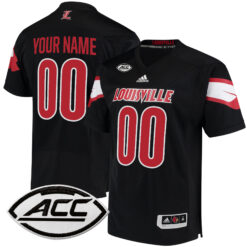 Custom Louisville Cardinals Football Black Premier Stitched Jersey w/ ACC Patch
