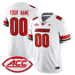 Custom Louisville Cardinals Football White Vapor Limited Stitched Jersey w/ ACC Patch