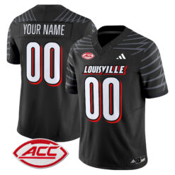 Custom Louisville Cardinals Football Black Limited Stitched Jersey w/ ACC Patch