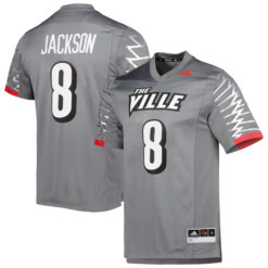 Lamar Jackson Louisville Cardinals Football Charcoal Grey Alternate Stitched Jersey