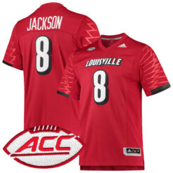 Lamar Jackson Louisville Cardinals Football Red Home Stitched Jersey w/ ACC Patch