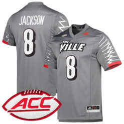 Lamar Jackson Louisville Cardinals Football Charcoal Grey Alternate Stitched Jersey w/ ACC Patch