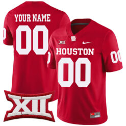 Custom Houston Cougars Football Red Home Stitched Jersey w/ XII Patch