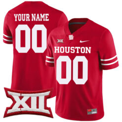 Custom Houston Cougars Football Red Alternate Stitched Jersey w/ XII Patch