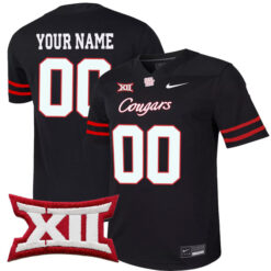 Custom Houston Cougars Football 2nd Black Alternate Stitched Jersey w/ XII Patch