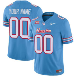 Custom Houston Cougars Football Blue Oilers-inspired Stitched Jersey w/ XII Patch