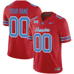 Custom Houston Cougars Football Red Oilers-inspired Stitched Jersey w/ XII Patch