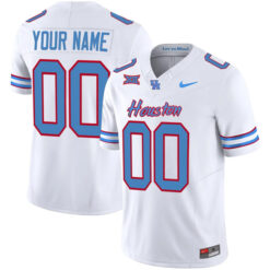 Custom Houston Cougars Football White Oilers-inspired Stitched Jersey w/ XII Patch