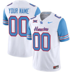 Custom Houston Cougars Football Alternate White Oilers-inspired Stitched Jersey w/ XII Patch
