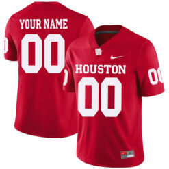 Custom Houston Cougars Football Red Home Stitched Jersey