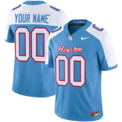 Custom Houston Cougars Football Alternate Blue Oilers-inspired Stitched Jersey
