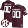 Custom Texas A&M Aggies Football Maroon Premier Stitched Jersey w/ SEC Patch