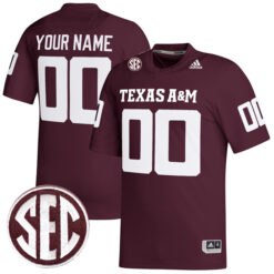 Custom Texas A&M Aggies Football Maroon Premier Stitched Jersey w/ SEC Patch