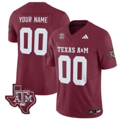 Custom Texas A&M Aggies Football Maroon Vapor Limited Stitched Jersey w/ SEC Patch