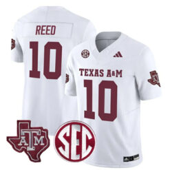Marcel Reed Texas A&M Aggies Football White Away Stitched Jersey w/ SEC Patch