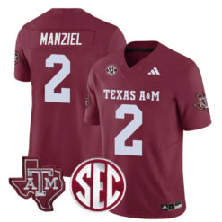 Johnny Manziel Texas A&M Aggies Football Maroon Home Stitched Jersey w/ SEC Patch