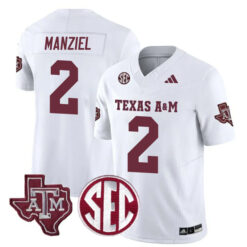 Johnny Manziel Texas A&M Aggies Football White Away Stitched Jersey w/ SEC Patch