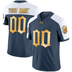 Custom Notre Dame Fighting Irish Football Alternate Blue Grey Limited Stitched Jersey