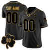 Custom Notre Dame Fighting Irish Football Black Gold Stitched Jersey