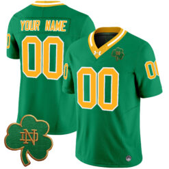 Custom Notre Dame Fighting Irish Football Alternate Green Throwback Vapor F.U.S.E Limited Stitched Jersey