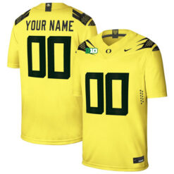 Custom Oregon Ducks Football Yellow Alternate Stitched Jersey w/ B1G Patch