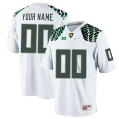 Custom Oregon Ducks Football White Mighty Oregon Stitched Jersey w/ B1G Patch