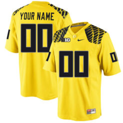 Custom Oregon Ducks Football Yellow Mighty Oregon Stitched Jersey w/ B1G Patch