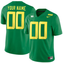 Custom Oregon Ducks Football Green Limited Mighty Oregon Stitched Jersey w/ B1G Patch