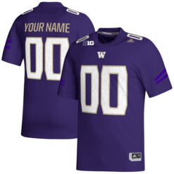 Custom Washington Huskies Football Purple NIL Stitched Jersey w/ B1G Patch