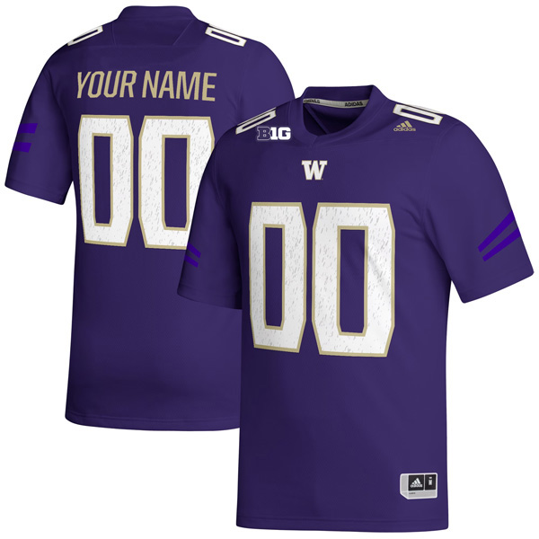 Custom Washington Huskies Football Purple NIL Stitched Jersey w/ B1G Patch