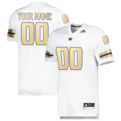 Custom Washington Huskies Football White Premier Strategy Stitched Jersey