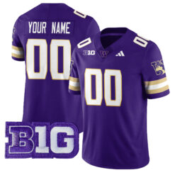 Custom Washington Huskies Football Purple Vapor F.U.S.E Limited Stitched Jersey w/ B1G Patch