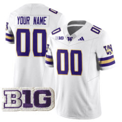 Custom Washington Huskies Football White Vapor F.U.S.E Limited Stitched Jersey w/ B1G Patch