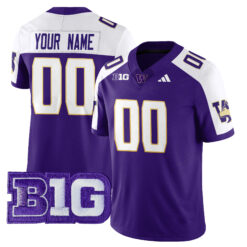 Custom Washington Huskies Football Purple Alt Vapor F.U.S.E Limited Stitched Jersey w/ B1G Patch
