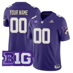 Custom Washington Huskies Football Purple Limited Stitched Jersey w/ B1G Patch