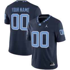 Custom North Carolina Tar Heels Football Navy Alternate Game Stitched Jersey