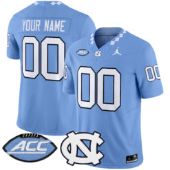 Custom North Carolina Tar Heels Football Carolina Blue Limited Stitched Jersey w/ ACC Patch