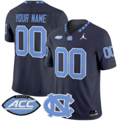 Custom North Carolina Tar Heels Football Navy Limited Stitched Jersey w/ ACC Patch