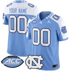 Custom North Carolina Tar Heels Football Alternate Carolina Blue Limited Stitched Jersey w/ ACC Patch