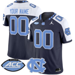 Custom North Carolina Tar Heels Football Alternate Navy Limited Stitched Jersey w/ ACC Patch